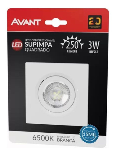 Kit 6 Spot Led Embutir Quadrado 3w Direcionável Frio/quente