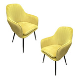 Set 2 Sillones Terciopelo Para Comedor Tapizado Vintage Sala