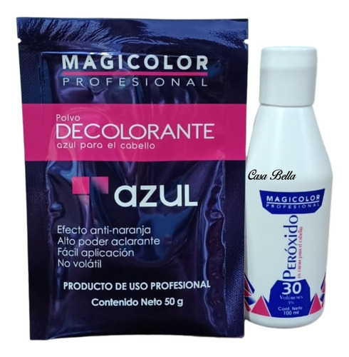 Kit Sobre Polvo Decolorante 50g Magicolor + Peroxido 30vol