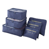 Set De 6 Organizadores Para Valija Travel Pouch Azul