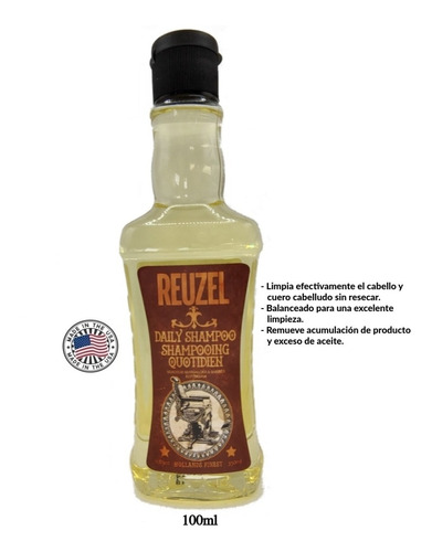 Shampoo Capilar Daily Reuzel 100ml Barbería Profesional 