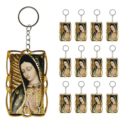 12pz Llaveros Madera Virgen Guadalupe Recuerdo Religioso | Meses sin interés