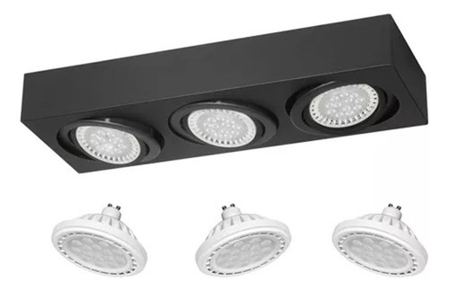 Spot Plafón Box Eco 3 Luces Móvil Ar111 Led Dimerizable