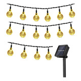 Guirnalda De Luces Solar 16m 80foco Exterior Jardin 8 Modos