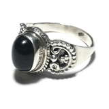 Anillo De Plata Boho Ágata Black Star Hindu