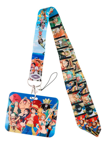 Porta Carnet Y Lanyard One Piece Anime Gafete Horizontal