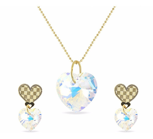 Collar Mujer Corazón Swarovski Boreal Cadena Oro Goldfilled 
