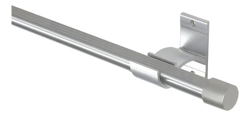 Kit Varão Para Cortina Simples 19mm Alumínio 2,00m Cor Aço Escovado