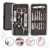 Set Manicura Pedicuria Kit Acero Quirurgico Con Estuche X12