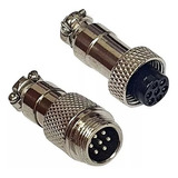 5 Pares Conector Mike Gx12 Jack Macho Cabo + Fêmea 7 Pinos