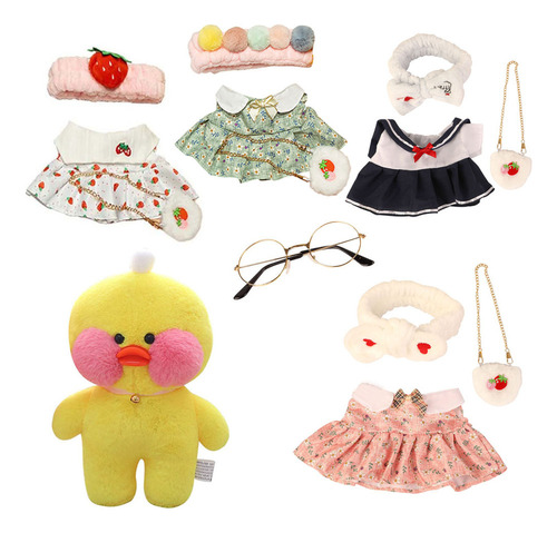 Ea Pato De Peluche Lalafanfan, 4 Piezas, Accesorios De Ropa