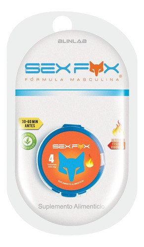 Sex Fox - 4 Tabletas 500mg - Fórmula Masculina - Blinlab Sabor Sin Sabor