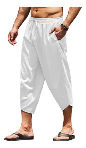 Pantalones Capri Harén Para Hombre, Casuales, De Verano, Con