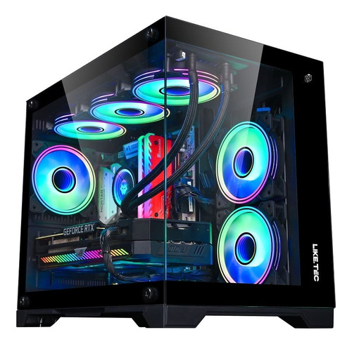 Gabinete Liketec Cube Madrock Black Rgb 4x Fan Micro Atx