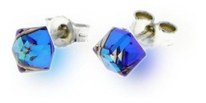 Aros Spark Plata Cristales Swarovski Crystal Blue  /marisio