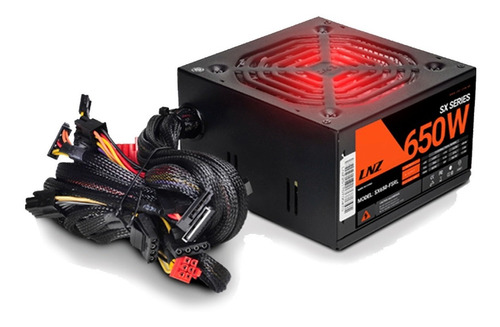 Fuente Lnz 650w Xt650-ps Gamer Pc Psu Cooler 120mm Led Rojo