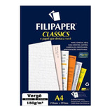 Papel Vergê Branco A4 210x297mm 180g/m² Filipaper 50 Folhas