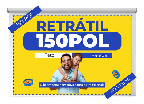 Telão Para Projetor Retrátil Tela De Projeção Retrátil