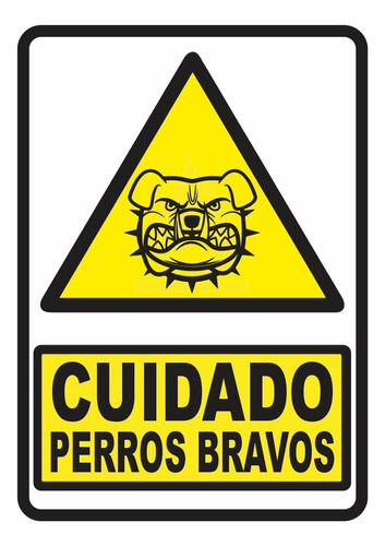 Señalización Aviso Metálico Perros Bravos  29x20 Cms