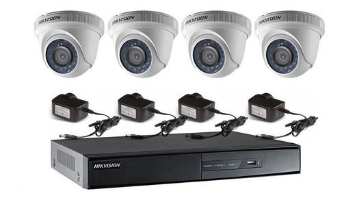 Kit Seguridad Hikvision Dvr 8 Canales + 4 Domos Hd