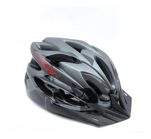 Capacete Tsw Raptor 2 Viseira E Led Bike Mtb Cinza/preto (m)