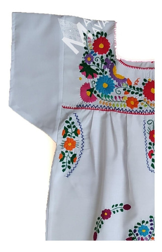 Vestido Bata Artesanal Mexicano Bordado A Mano Tallas Extra