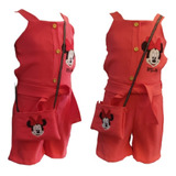 Macaquinho Minnie Infantil Menina Bolsinha Roupa Bengaline