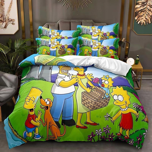 Funda De Edredón Con Estampado 3d De Los Simpson, Doble