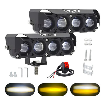 Par Faros De Lupa Auxiliares Led Luz Tres Color De Moto Auto | MercadoLibre