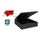 Cama Box Bau Casal 138x188x42 Corino Preto Premium Rj/sp