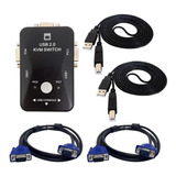 Chaveador Kvm Usb Switch 2 Portas 2pcs Vga/kit C/4 Cabos