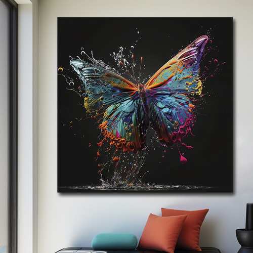Cuadro Decorativo Canvas Animales Mariposa Colorido A2 90x90