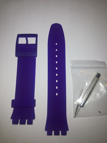 Correa De Reloj Swatch 19mm Morado +pasadores Y Herramienta 