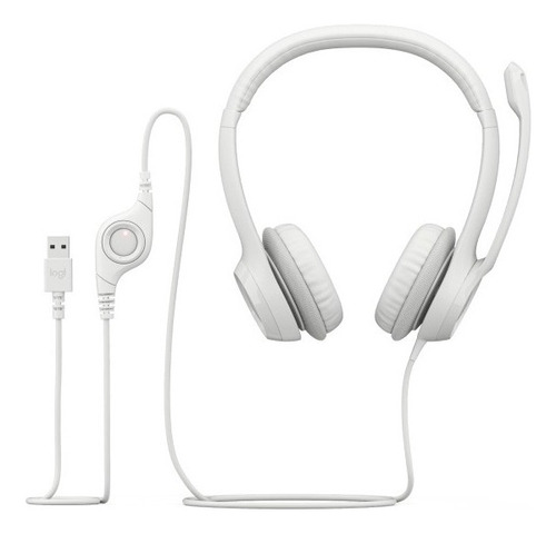 Auriculares Usb Logitech H390 Para Computadora 20 Hz - 20 Kh Color Off White Luz Na