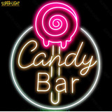 Letrero Led Neon Candy Bar Dulces 70x58cm Luminoso
