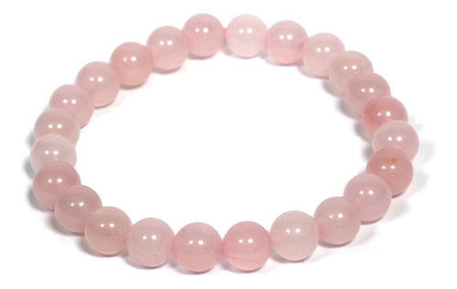 Pulsera Piedra Natural Cuarzo Rosa 8 Mm