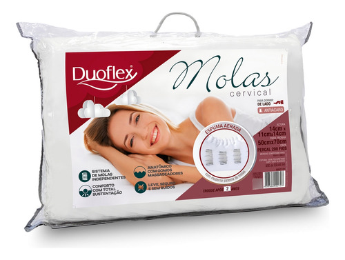 Travesseiro Duoflex Molas Cervical Para Dormir De Lado