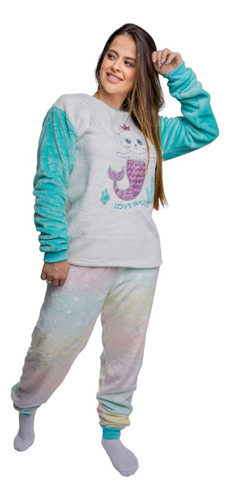 Pijama Inverno Fleece Soft Plush Adulto Feminino Plus Size