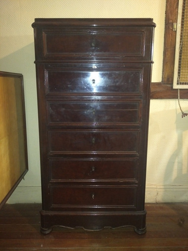  Antiguo Secretaire Francés Caoba Circa 1870 