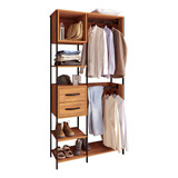 Playcon Open Closet, 100x201x40 Cm, Closet Móvil 2 Cajones Tzalam