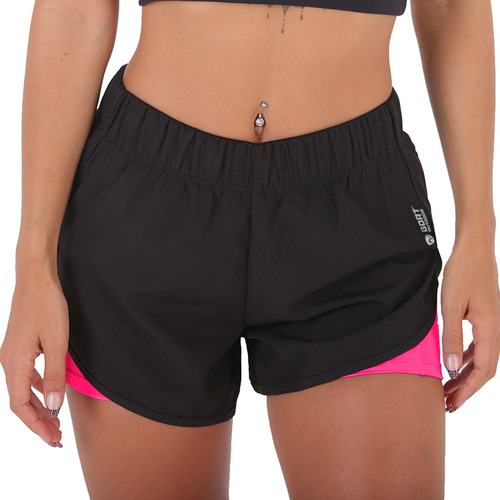 Short Deportivo Mujer Running Microfibra Negro Con Calza Gym