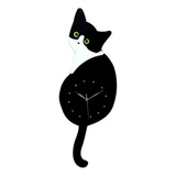 Relojes De Pared Del Péndulo De Gato Gato De Ojo Verde