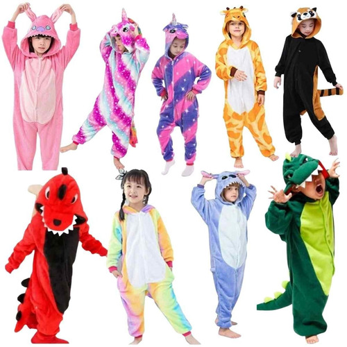 Pijama Polar Kigurumi Diseños Animales Disfraz Para Niños.