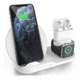 Dock Station Carregar Sem Fio Indução iPhone AirPods Watch Cor Branco