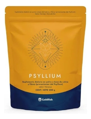 Psyllium Polvo | Goldfish Calcio Fibra Sabor Naranja X 200g 