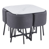 Juego Set De Comedor Mesa 90cm Y 4 Sillas Sillones Moderno 