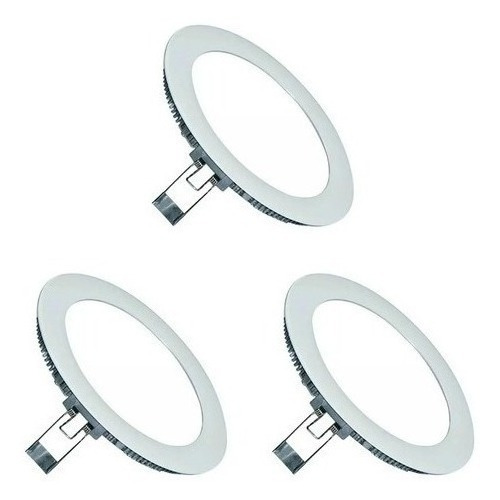 Pack 3 Foco Panel Plafón Led Embutido Redondo 24w Luz Calida