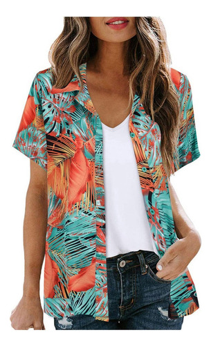 L Blusa Mujer Y5 Cárdigan Hawaiano Estampado Floral