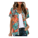 L Blusa Mujer Y5 Cárdigan Hawaiano Estampado Floral