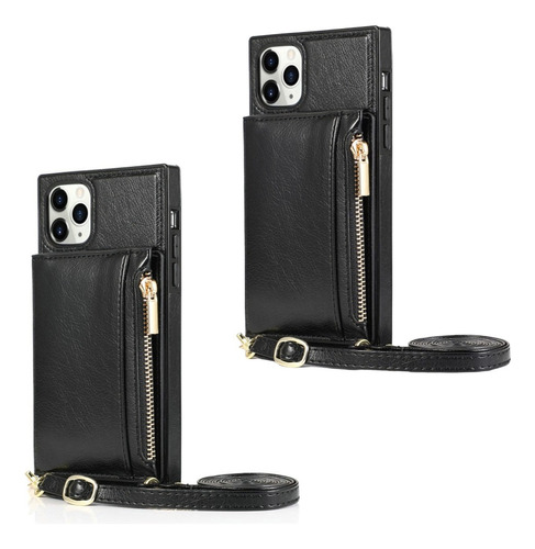 2×funda Cuero For iPhone Carcasa Cartera Con Bandolera